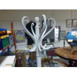 White Painted Bentwood Coat Hat Stand