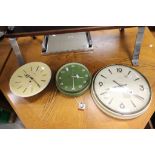 Three wall clocks to include Smiths, Metamec and one foreign