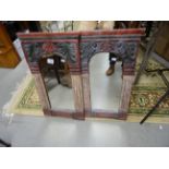 Pair of Polychrome Painted Wooden Pier Mirrors