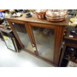 Mid 20th century Pine Double door glass fronted display cabinet, three shelves