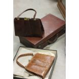 Leather Suitcase, Two Vintage Snake Skin Ladies Handbags and a Vintage Waldybag Ladies Handbag