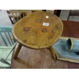 Antique sycamore dished stool