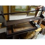 19th century Mahogany Butlers Tray, another Brass Handled Tray and a Gothic Style Mahogany Shelf