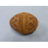 Carved Cocquilla Nut Thimble Holder with Thimble