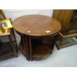 Edwardian mahogany centre table with inbuilt nest of quartetto tables