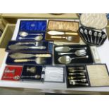 Collection of boxed vintage silver plated cutlery etc