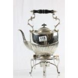 Silver plated spirit kettle with stand & burner