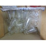 Box of vintage cut glass perfume bottles with stoppers
