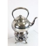 Silver plated spirit kettle with stand & burner