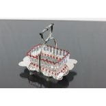 Ruby overlay cut glass dish with silver plated stand