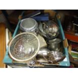 Large box of mixed silver plate