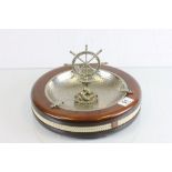 Nautical Large Wooden and White Metal Centre Bowl / Ashtray