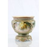 Hadley's Worcester pierced edge bowl with hand painted floral decoration