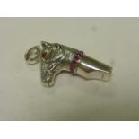 Silver Whistle set with Garnets in the form of a Horse