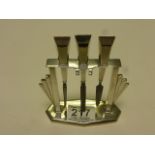 Silver Art Deco Manicure Items on Silver Stand, Birmingham 1933