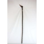 Walking Crook / Stick, carved in one section with the handle in the form of a fish