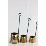 Set of Three Brass and Copper Graduating Cider Measures with Hanging Handles