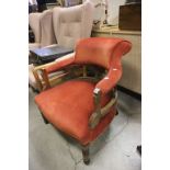 Antique Walnut Upholstered Nursing Tub Chair