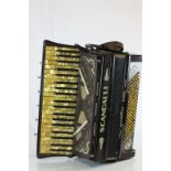 Cased Scandalli Butterfly Piano Accordian. This instrument belonged to Del Denester (1928-2016), who