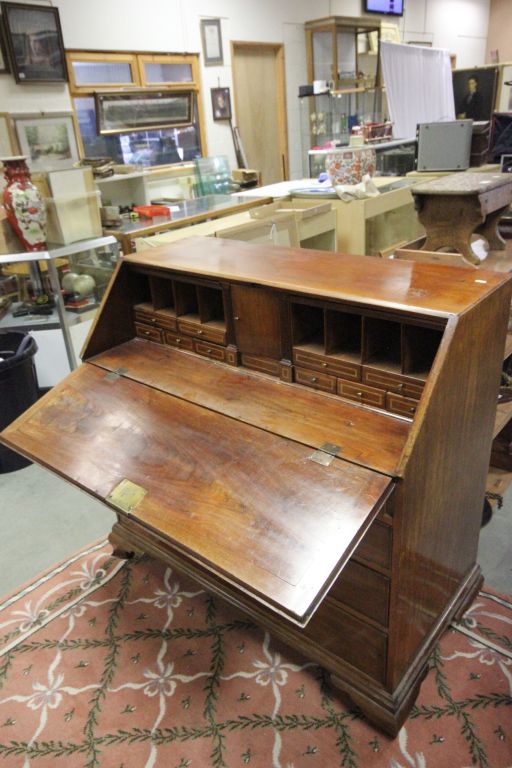 A 19th century mahogany bureau with fitted interior raised on bracket feet. - Image 2 of 2