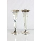 Pair of Silver Plated Trumpet Shaped Vases