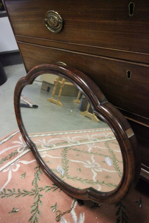 An antique shaped veneered mirror . - Image 2 of 2