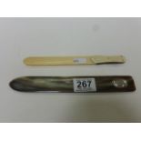 Two vintage letter openers to include horn & silver