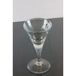 Good quality drinking glass on stem with bubble and engraved with a cockerel, etched to base JG