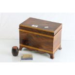 Wooden humidor type box containing two vintage Naval collectable items