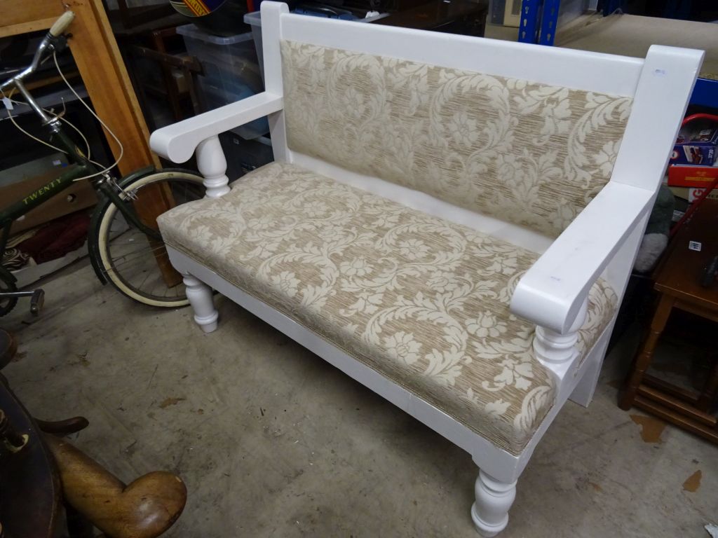 White Painted Oak Hall Bench