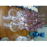 Collection of vintage wine glasses to include a set of four with air twist stems