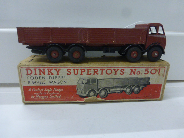Boxed Dinky Supertoys No 501 Foden Diesel 8 Wheel Wagon in mauve with mauve hubs, some paint loss - Image 4 of 4