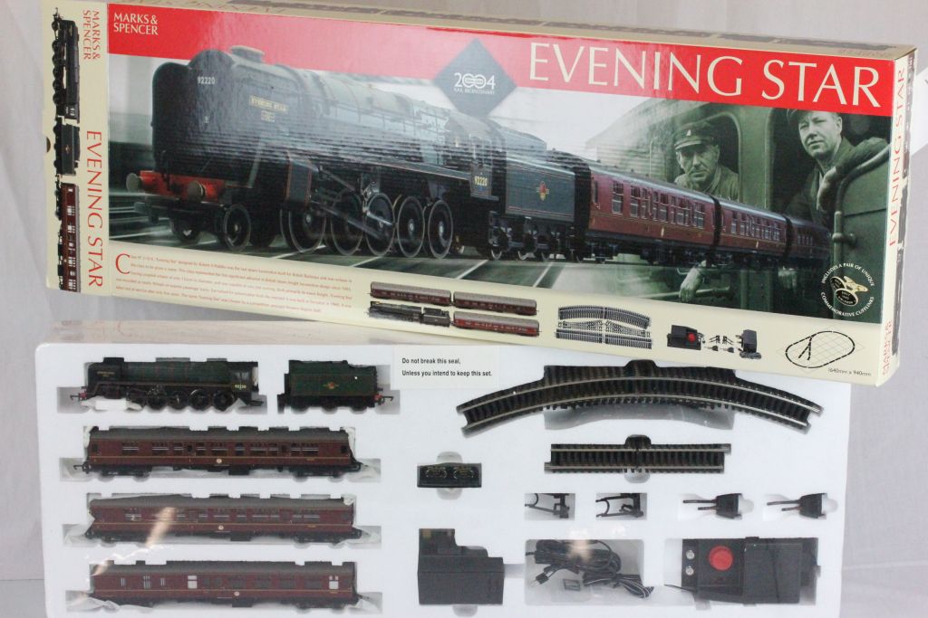 Boxed Hornby for Marks & Spencer OO gauge Evening Star 2004 Rail Bicentenary train set complete with