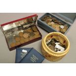 Three boxes of mixed world and UK coinage