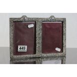 Victorian hallmarked silver double picture frame with leather back