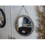 Small Circular Mirror in Ornate White Metal Frame