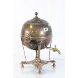 Brass & copper Samovar on paw feet with carry handles