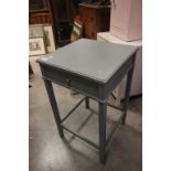 Grey Painted Square Side Table with Drawer