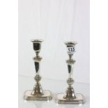 Pair of silver plated candlesticks maker marked "Capital"