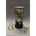 Collection of sporting trophies to include a large silver plated example