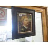 An ebonised framed oil painting portrait of American author Mark Twain