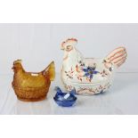 Price Kensignton Egg Crock in the form of a Chicken with painted Imari pattern plus Two similar in