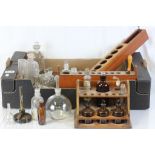 Large Collection of 19th / 20th century Laboratory Items held in five wooden cases and stands, one