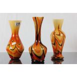 Three retro 60s glass vases