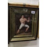 Pugalism - a hogarth framed oil painting of a bare fist fighter