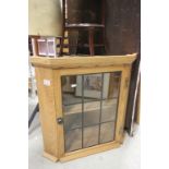 Oak Hanging Corner Cabinet with Leaded Glazed Door