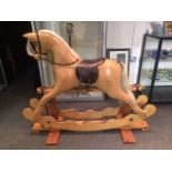 Pine Rocking Horse with Leather Saddle and Bridle made by Ian Richardson (also made Rocking Horses