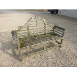 Teak Garden Bench with Shaped Back and Rolled Arms