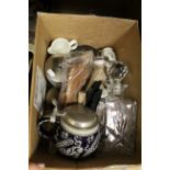 two boxes of mixed collectables to include ceramics, glass & silver plate