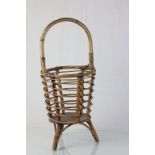 French wicker wood basket, well made with solid base